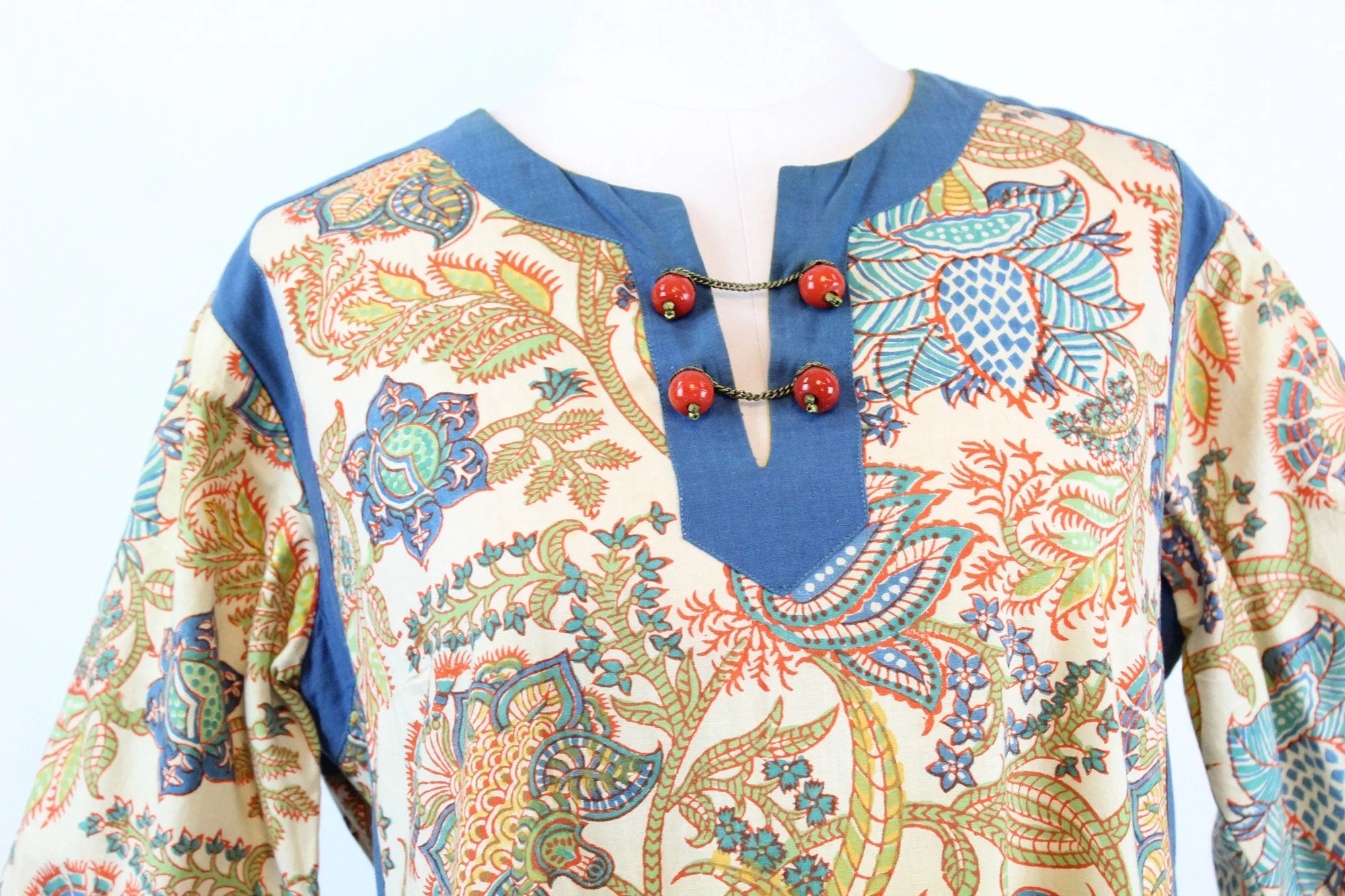 1970s Aananda Indian cotton dress caftan small medium | new spring summer