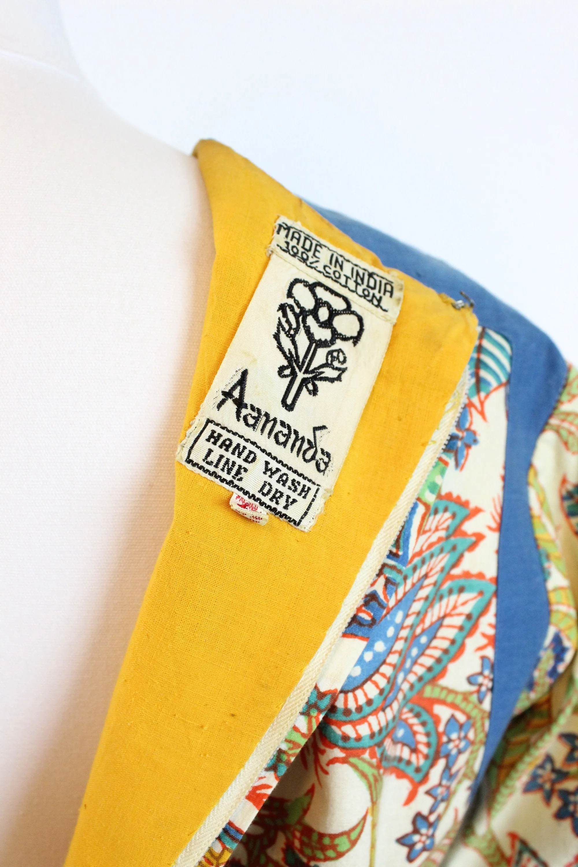 1970s Aananda Indian cotton dress caftan small medium | new spring summer