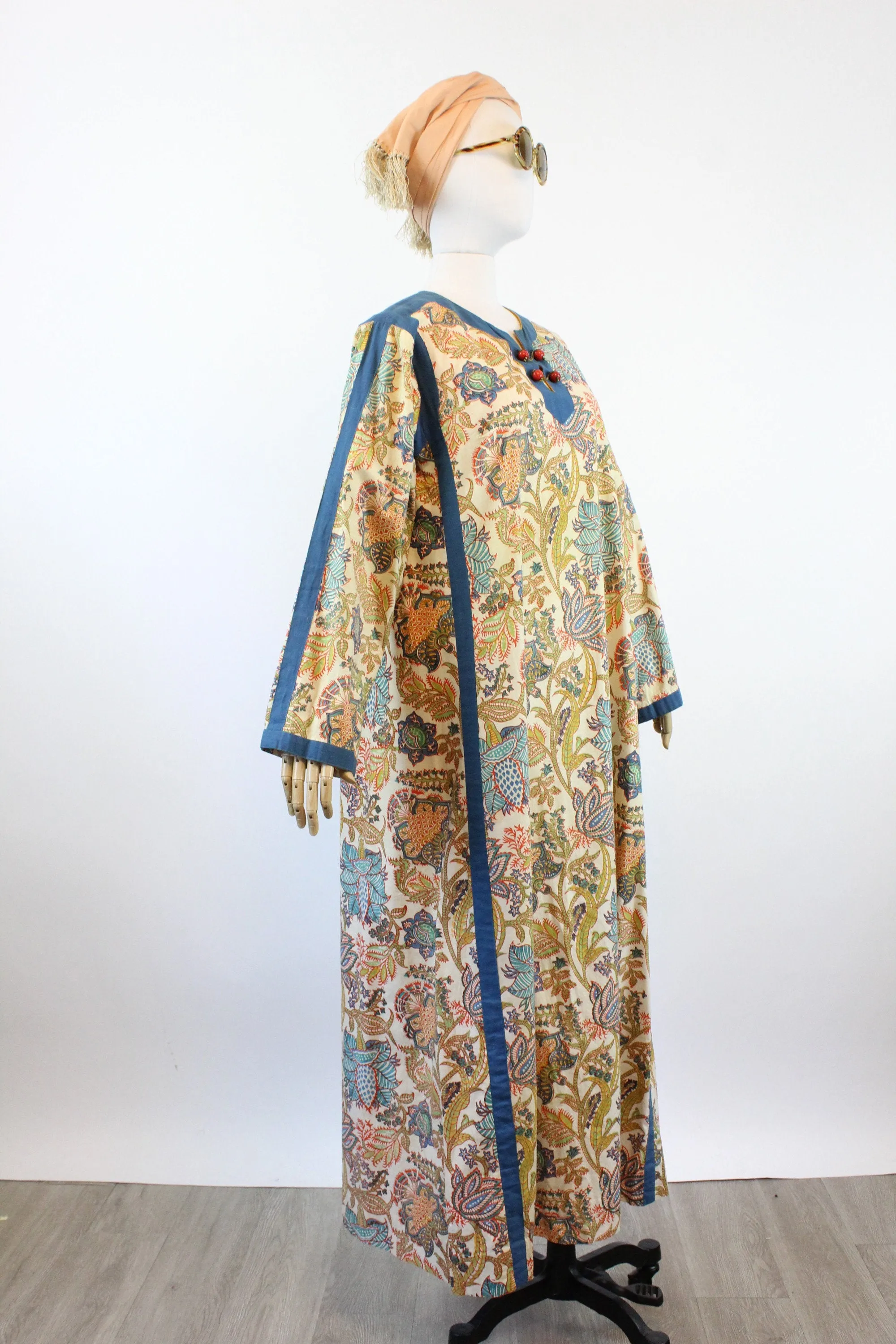 1970s Aananda Indian cotton dress caftan small medium | new spring summer