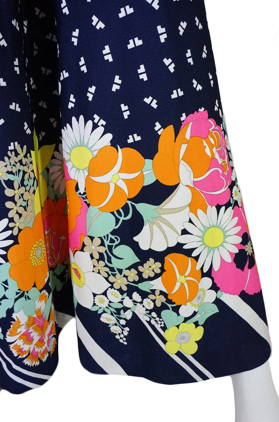 1970s Floral Logo Lanvin Maxi Dress