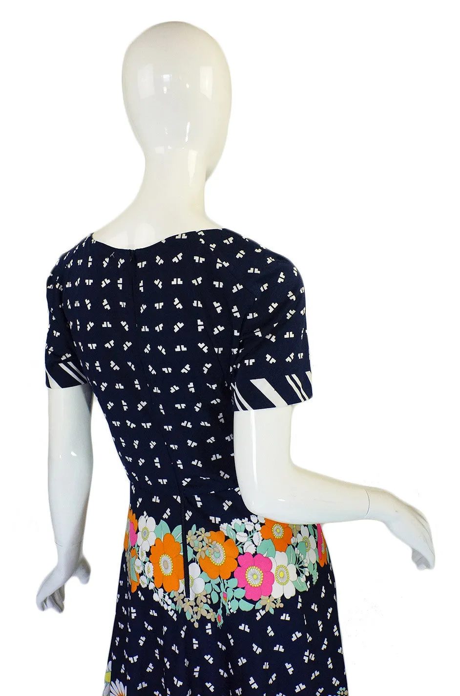 1970s Floral Logo Lanvin Maxi Dress