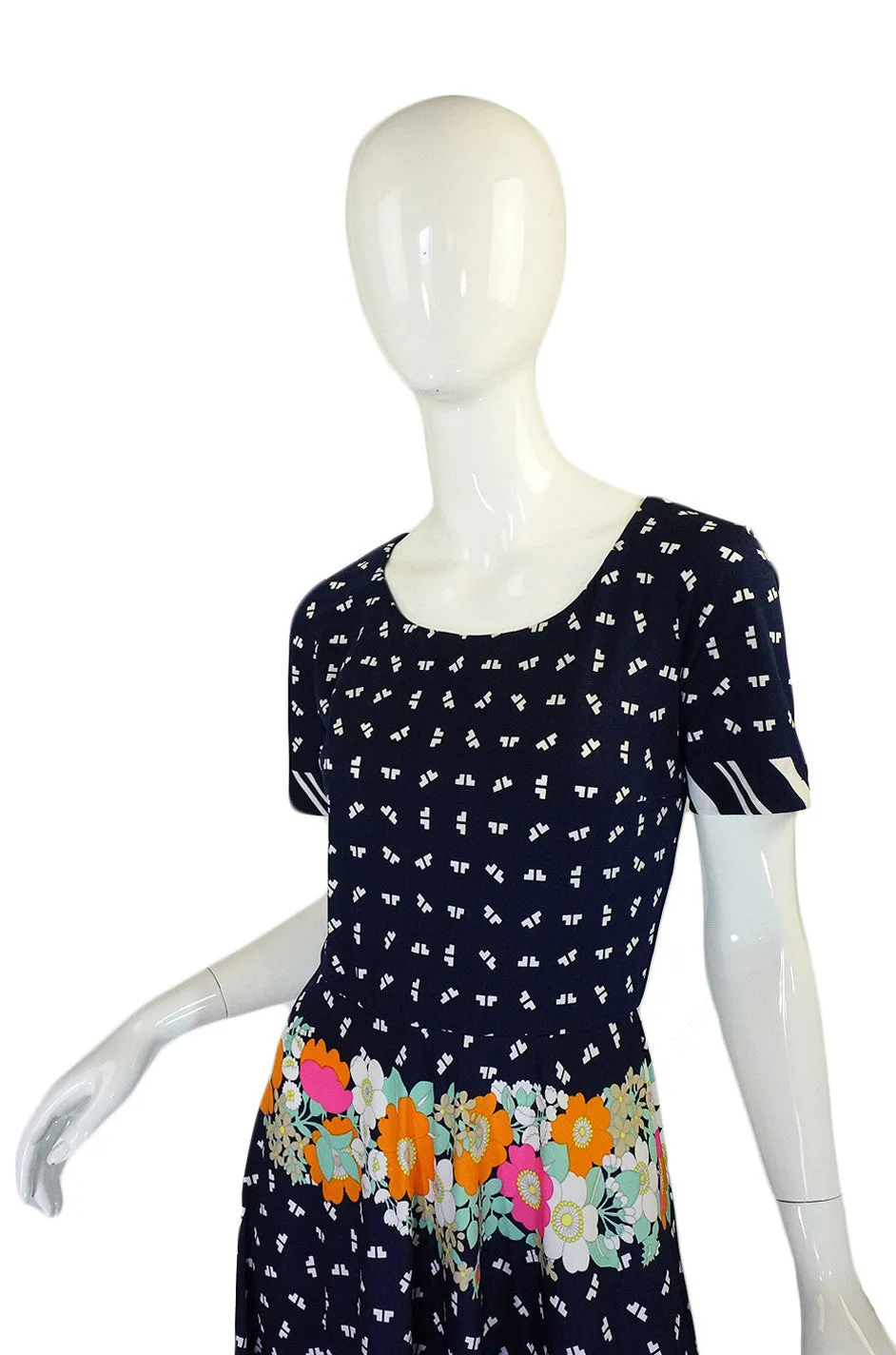1970s Floral Logo Lanvin Maxi Dress