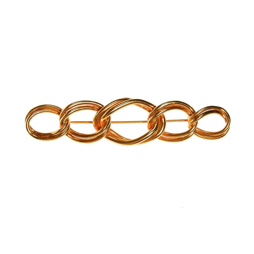 1980s Gold Interlocking Chain Brooch
