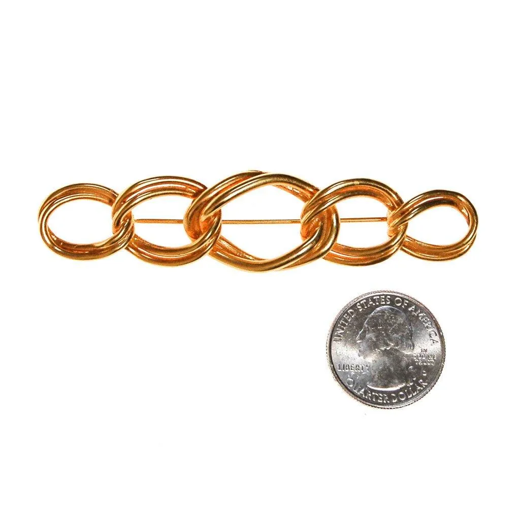 1980s Gold Interlocking Chain Brooch