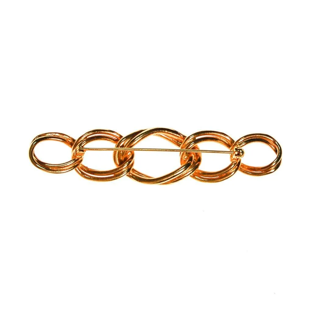 1980s Gold Interlocking Chain Brooch