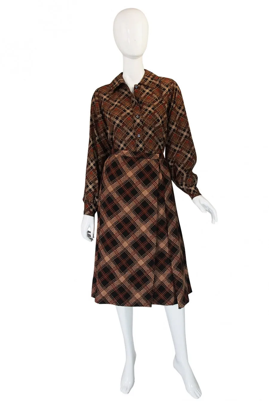 1980s Yves Saint Laurent Plaid Challis Set
