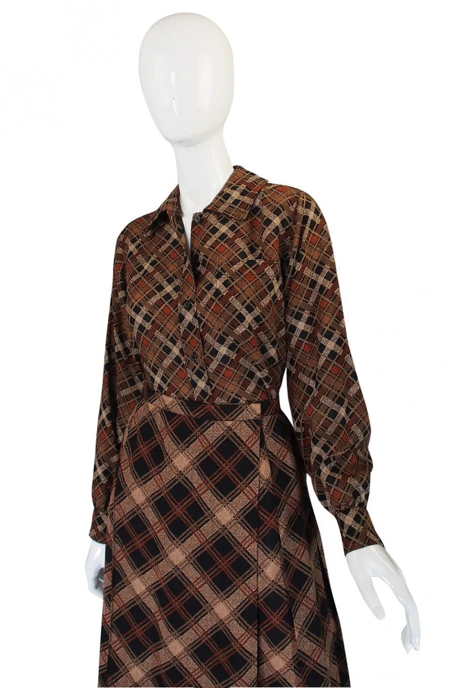 1980s Yves Saint Laurent Plaid Challis Set
