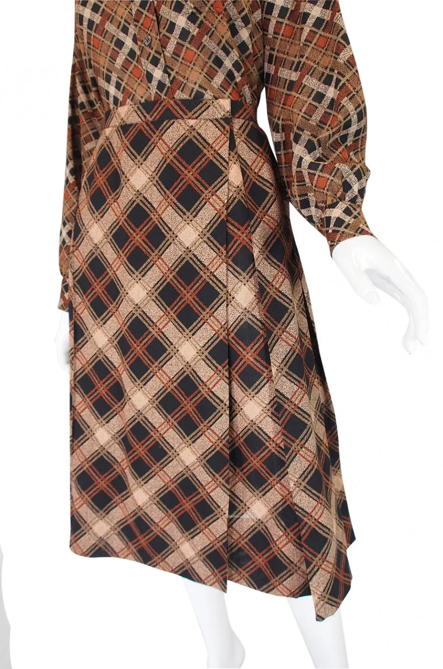 1980s Yves Saint Laurent Plaid Challis Set
