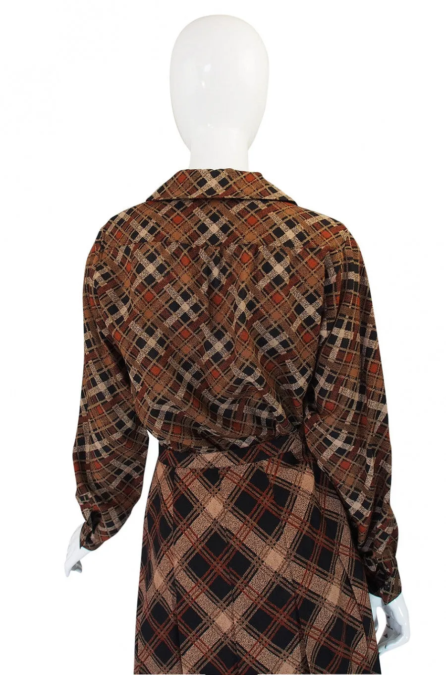 1980s Yves Saint Laurent Plaid Challis Set