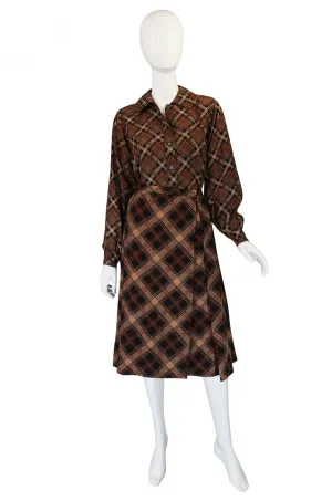 1980s Yves Saint Laurent Plaid Challis Set