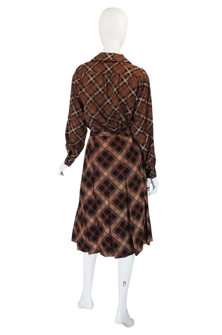 1980s Yves Saint Laurent Plaid Challis Set