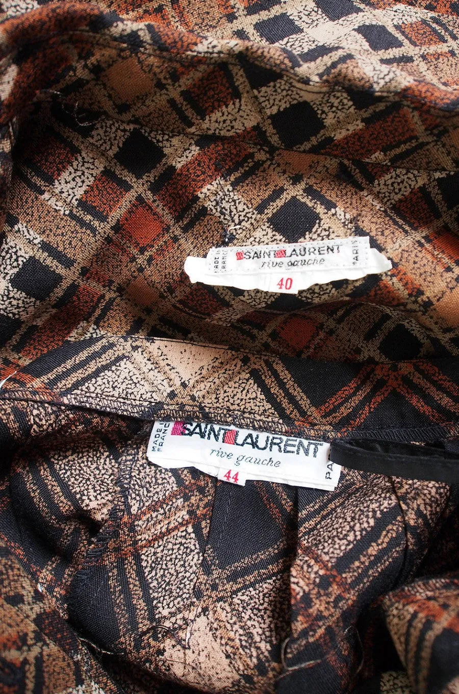 1980s Yves Saint Laurent Plaid Challis Set