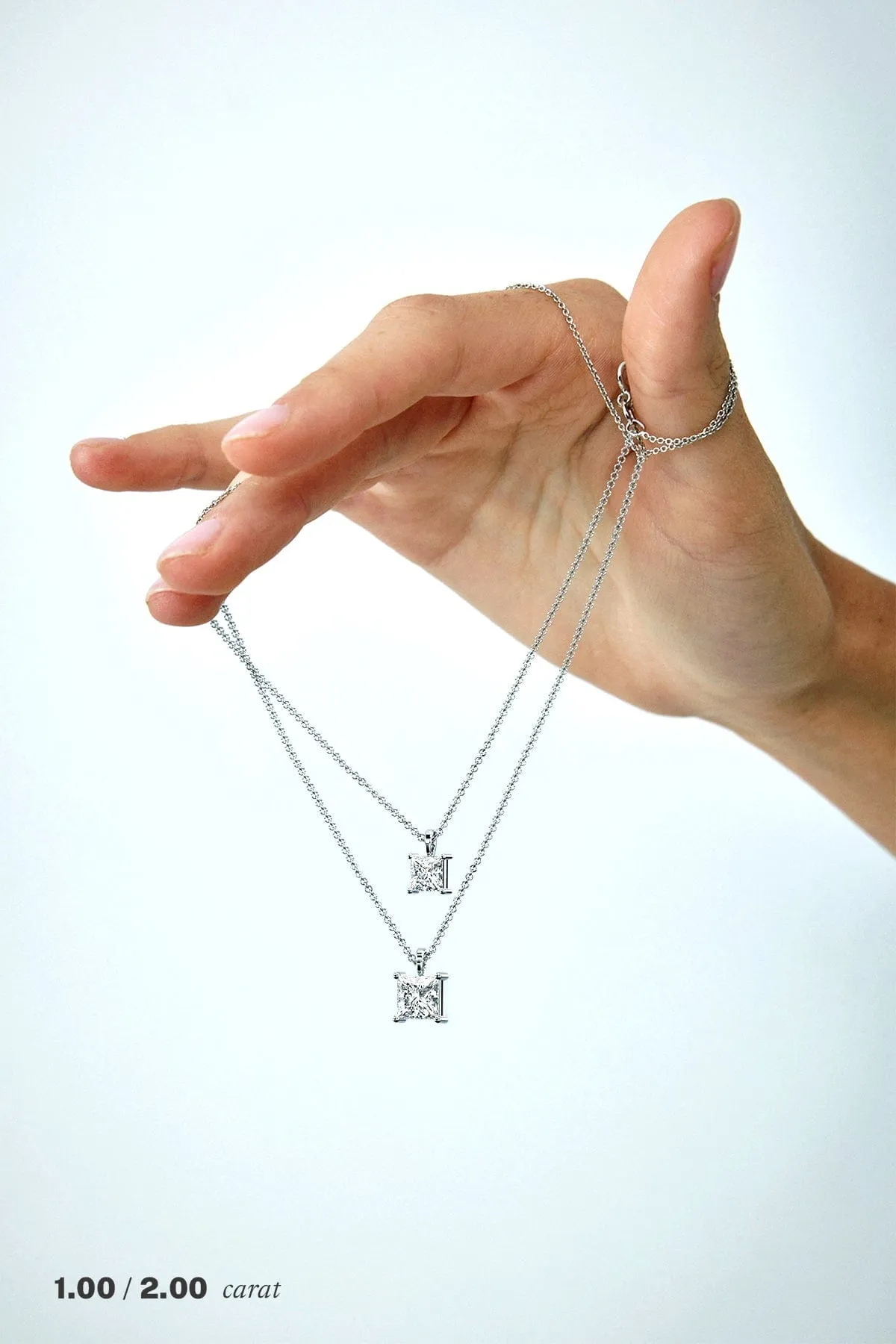 2 carat Princess Diamond Pendant Necklace