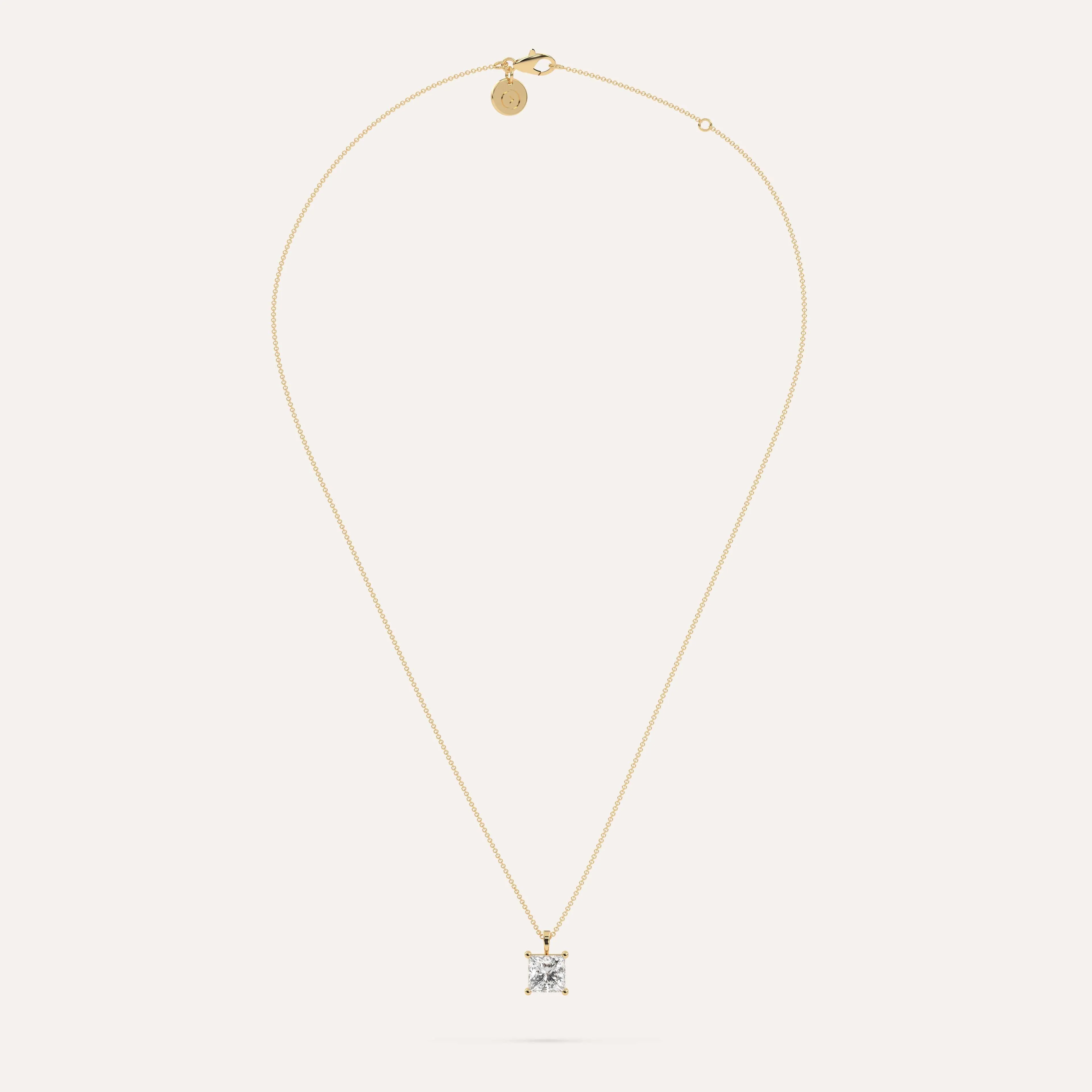 2 carat Princess Diamond Pendant Necklace
