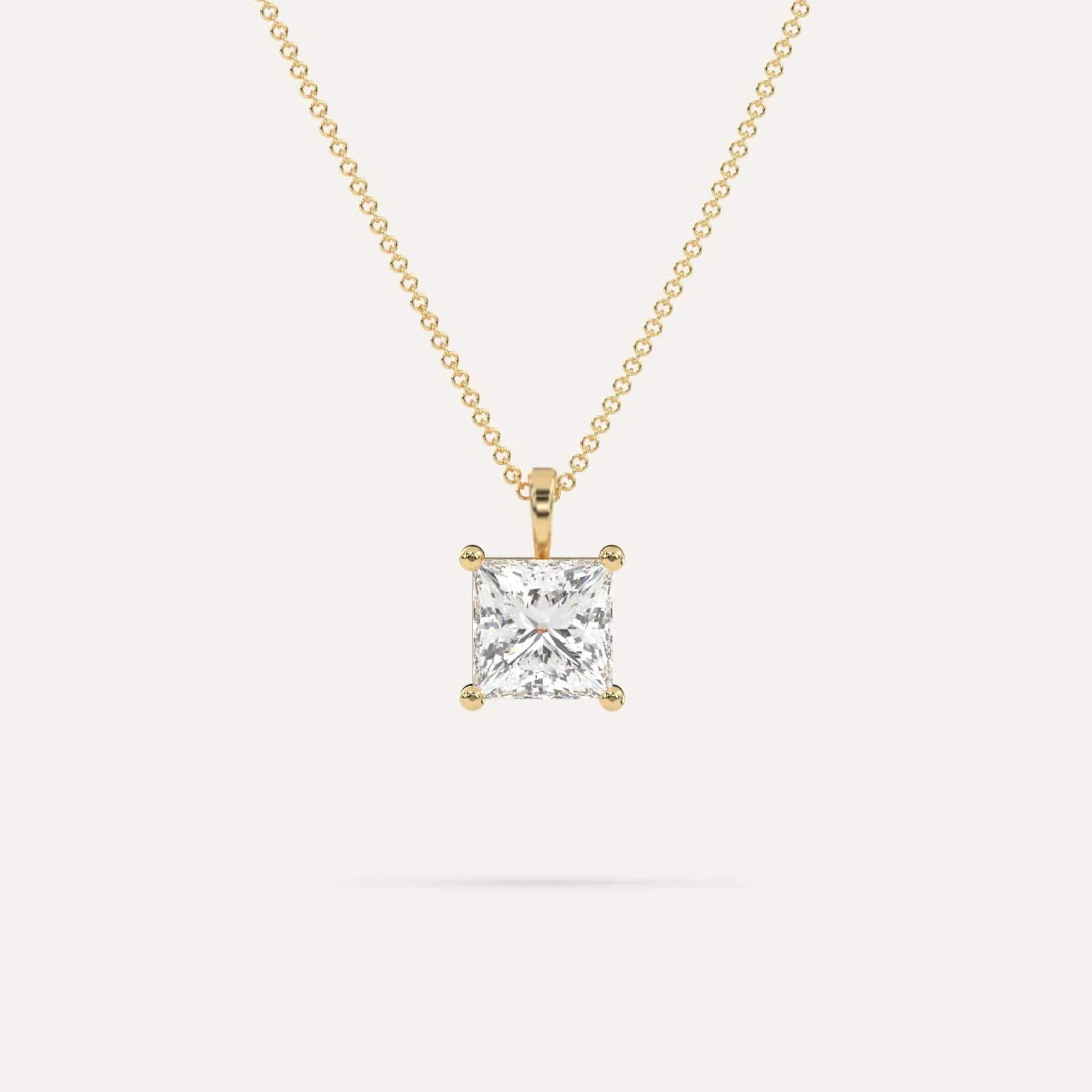 2 carat Princess Diamond Pendant Necklace