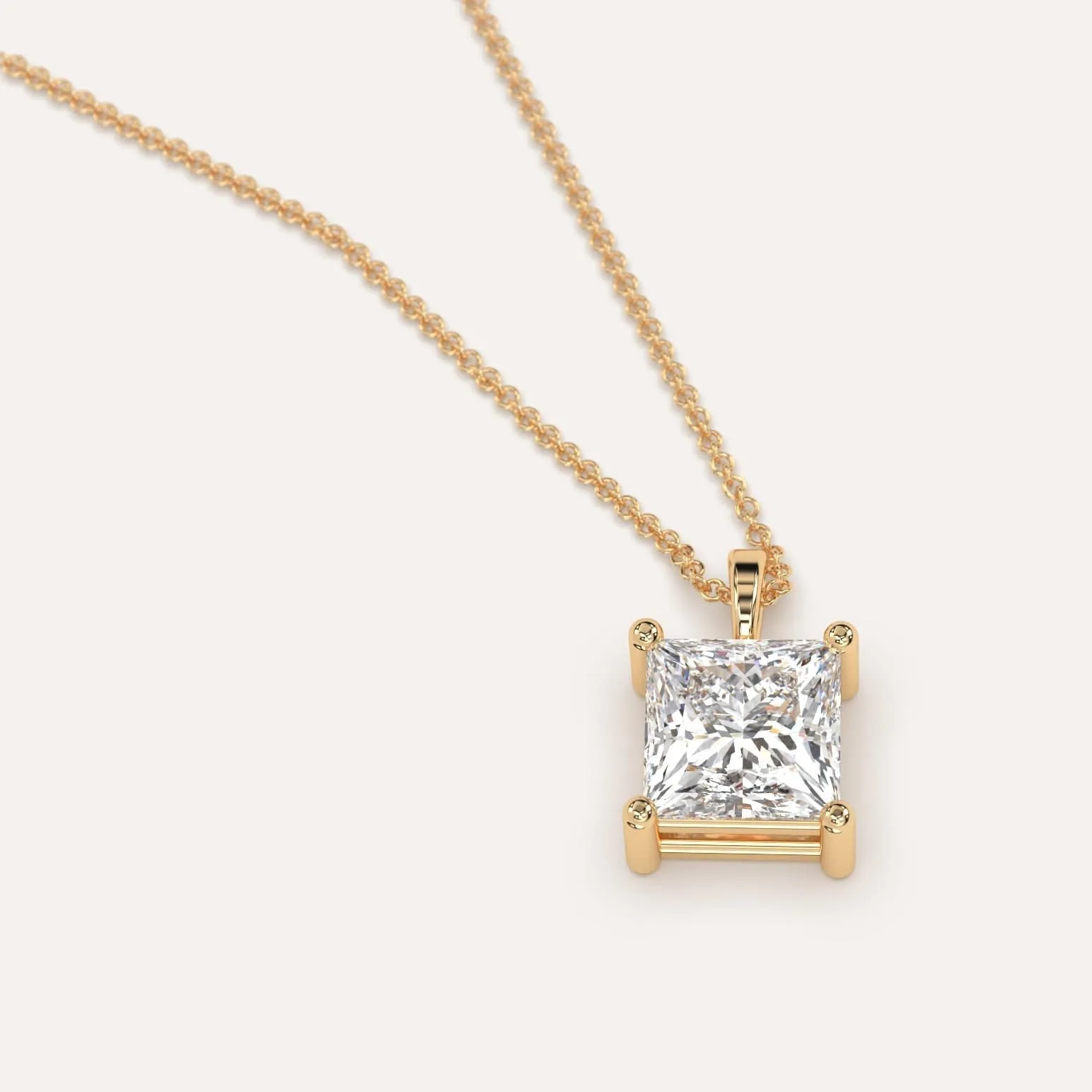 2 carat Princess Diamond Pendant Necklace