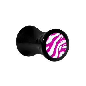 2 Gauge Acrylic Pink White Zebra Saddle Plug