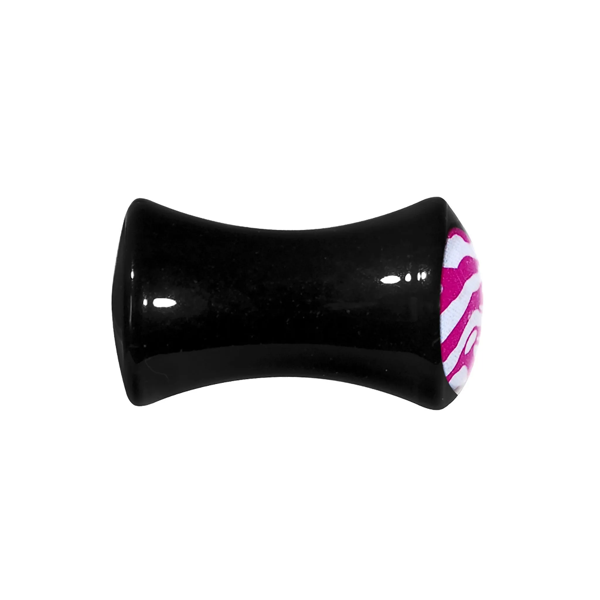2 Gauge Acrylic Pink White Zebra Saddle Plug
