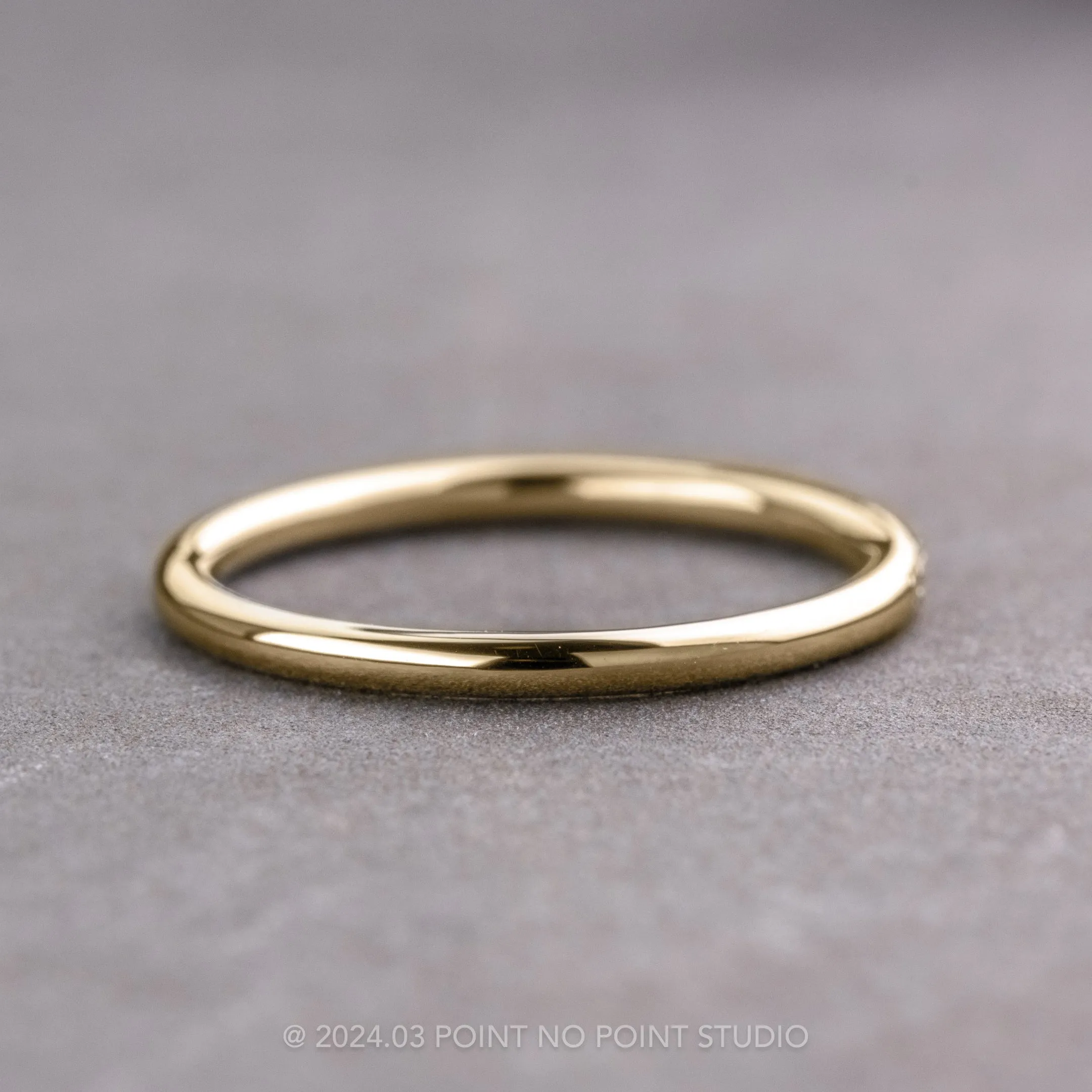 3 Diamond Round Wedding Band, 14k Yellow Gold