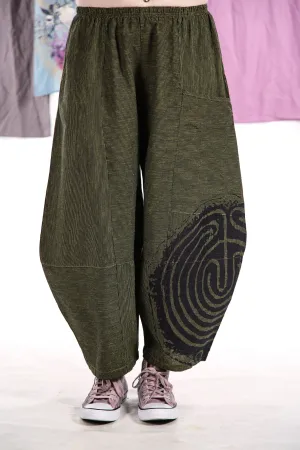 3289 Striped Four Square Pant Citron/Indigo Stripe - Printed-labyrinth