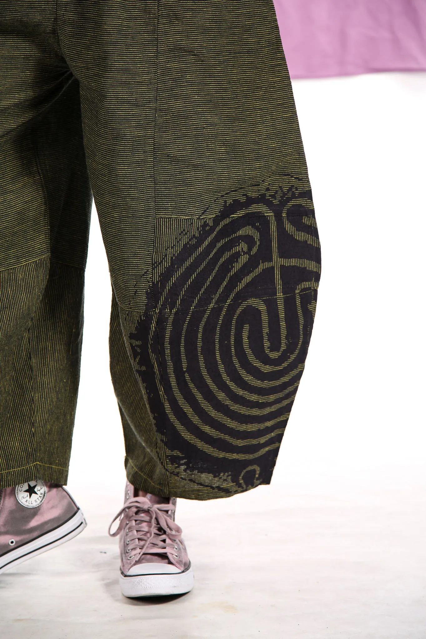 3289 Striped Four Square Pant Citron/Indigo Stripe - Printed-labyrinth