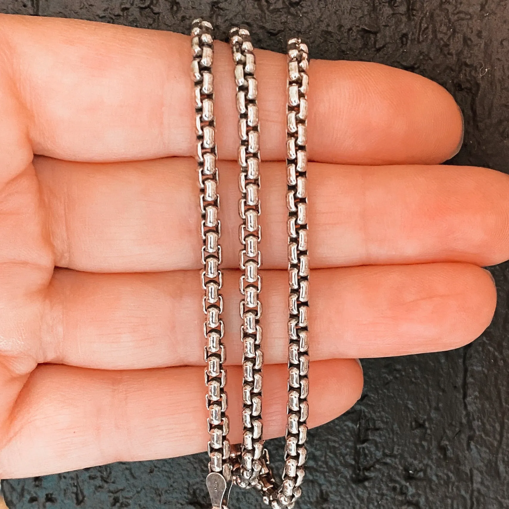 3.6MM SILVER ROUNDED BOX CHAIN