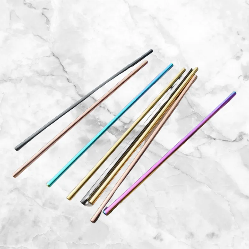 4 & 8 Pack Stainless Steel Rainbow Straws