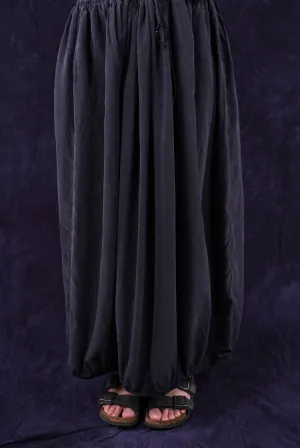 4182 Gathered Hem Silk Skirt Black