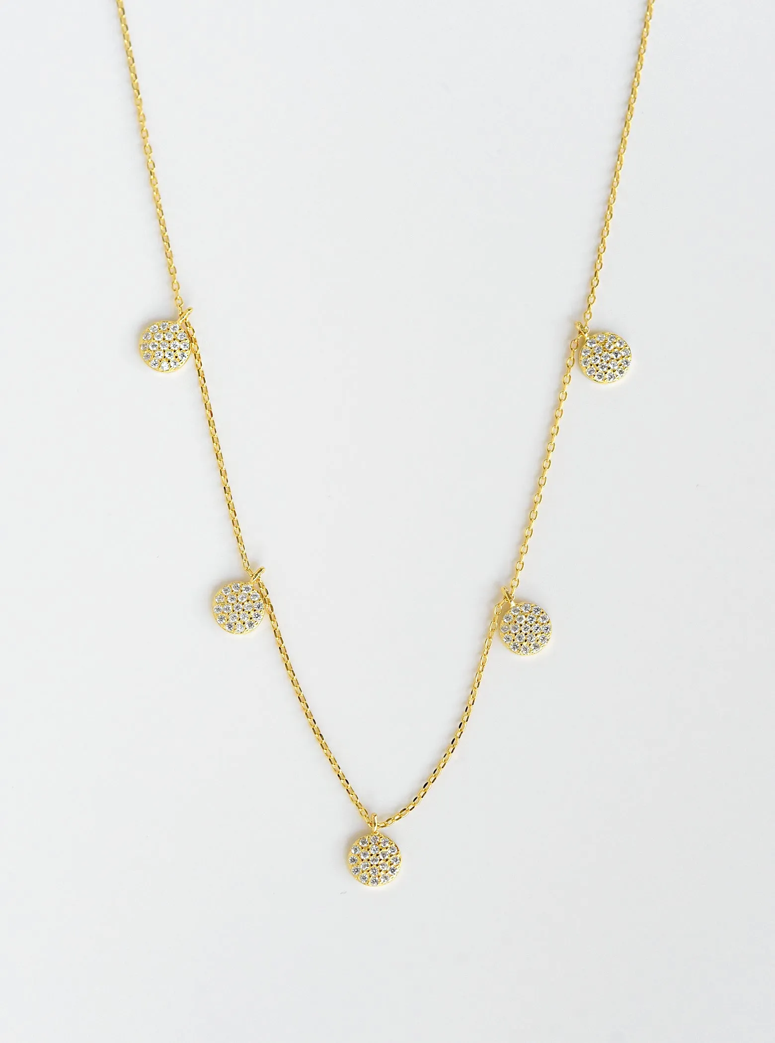 5 Mini CZ Disk Necklace