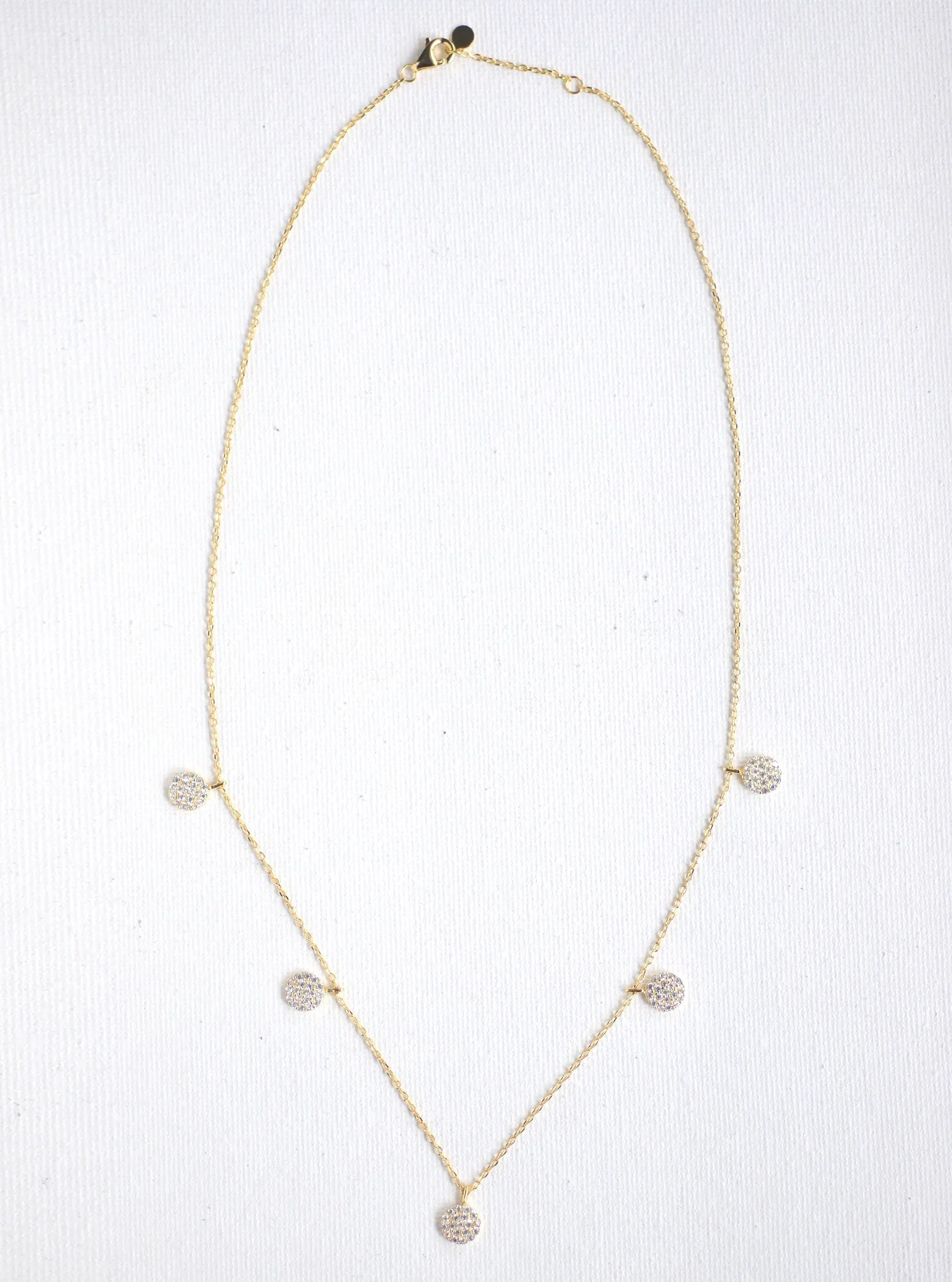 5 Mini CZ Disk Necklace