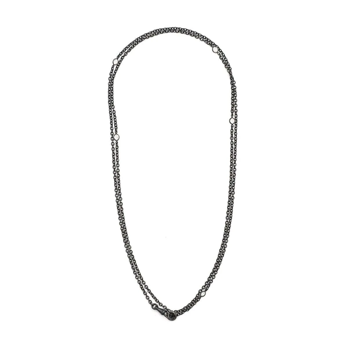 5 Stone Victorian Gunmetal Watch Chain
