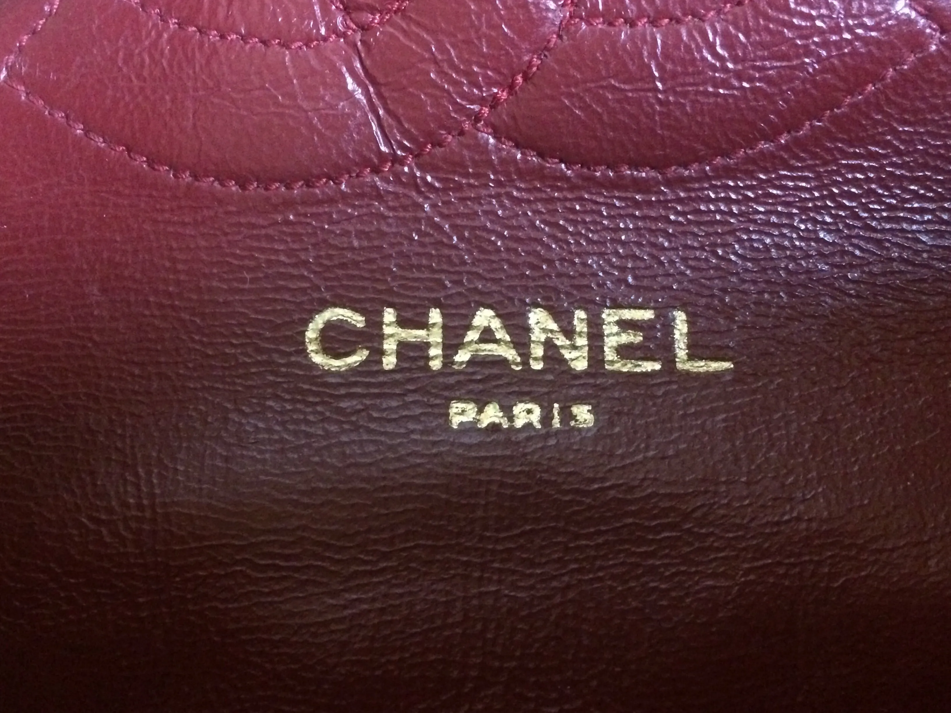 70's, 80's Vintage Chanel wine, bordeaux lambskin rare 2.55 double flap chain shoulder bag. One-of-a-kind bag back in the era.