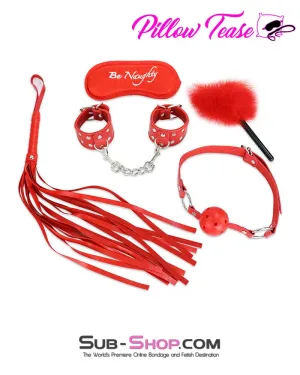 9868DL      Be Naughty 5 Pc Red Bondage Fantasy Kit