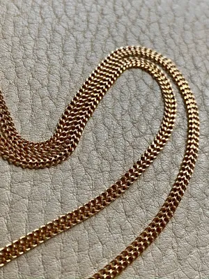 A Delight! Vintage 18k gold herringbone link necklace - 16.75 inch length