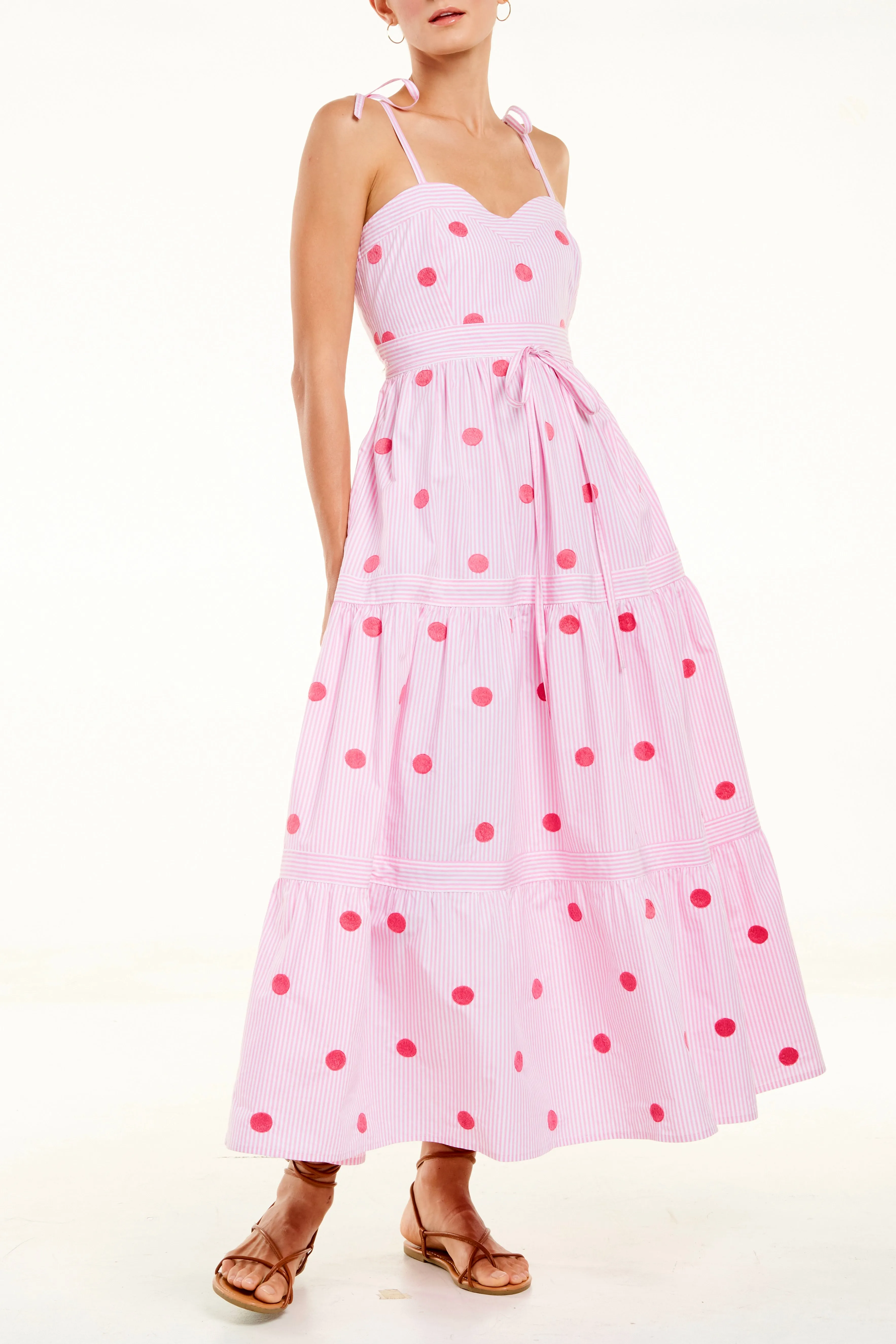 Adela Dress, Pink Stripe