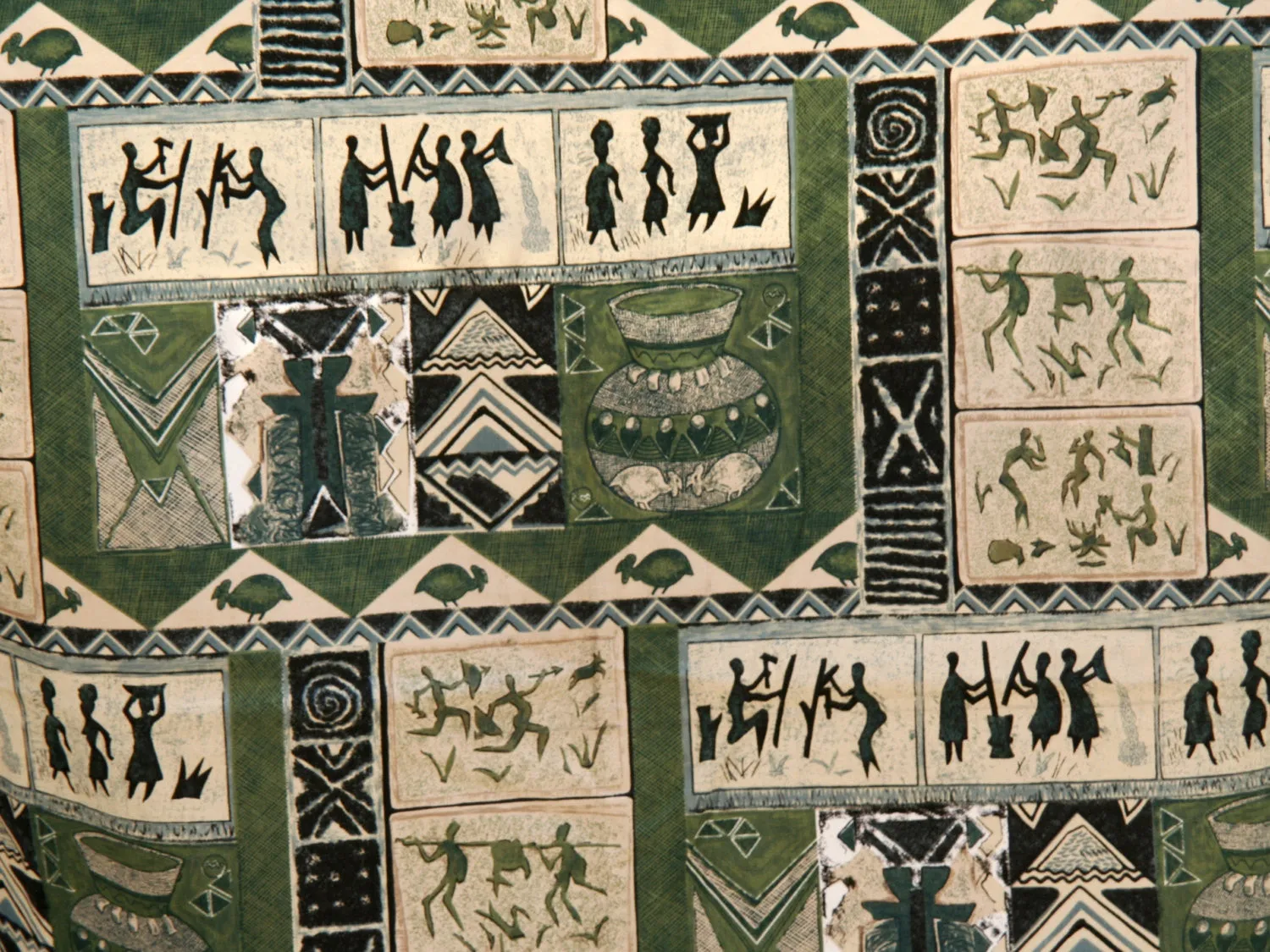 African Screen Print Zimbabwe Fabric 60" X 84" Vintage