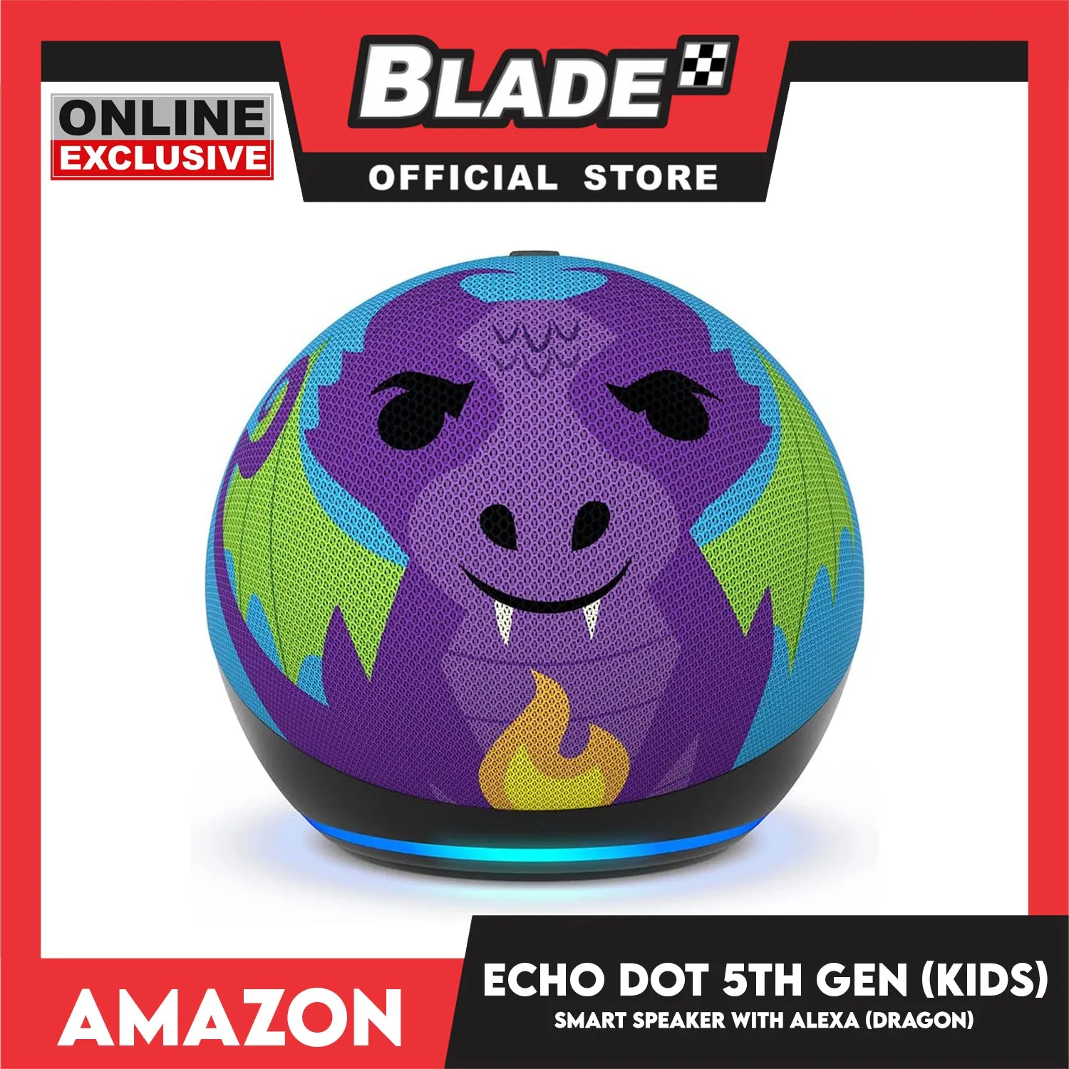 Amazon Echo Dot 5th Gen (Kids) Smart Speaker with Alexa (Dragon) For Age 3 