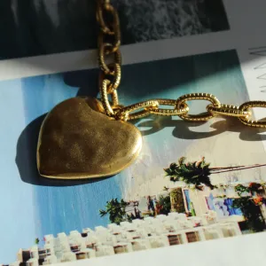 Antiqued Gold Chunky Heart Chain