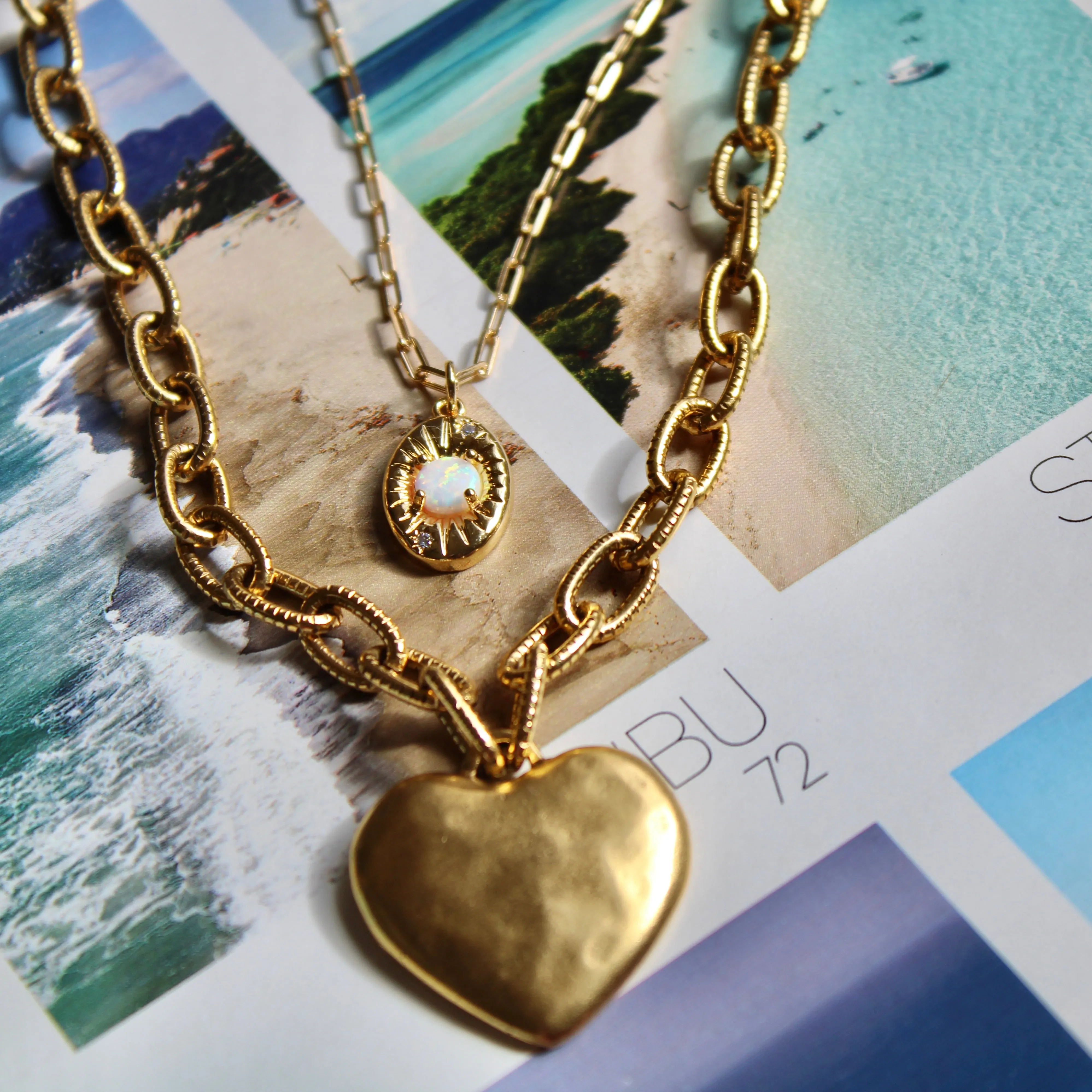 Antiqued Gold Chunky Heart Chain