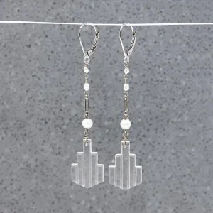 Art Deco Pressed Glass & Pearl Earrings by brunet
