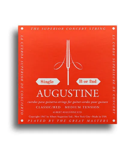 Augustine Classic Red Regular Tension (B-2nd) Single Classical Guitar String