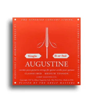 Augustine Classic Red Regular Tension (B-2nd) Single Classical Guitar String