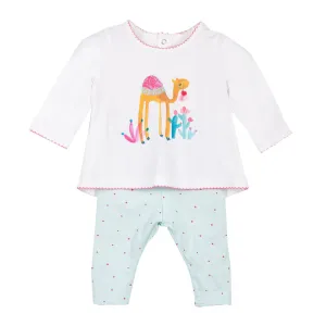 Baby Girls Printed T-shirt   Reversible Leggings Set