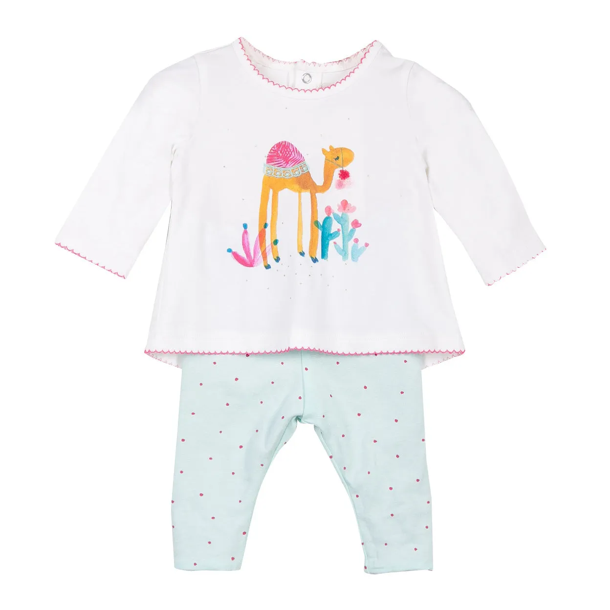 Baby Girls Printed T-shirt   Reversible Leggings Set