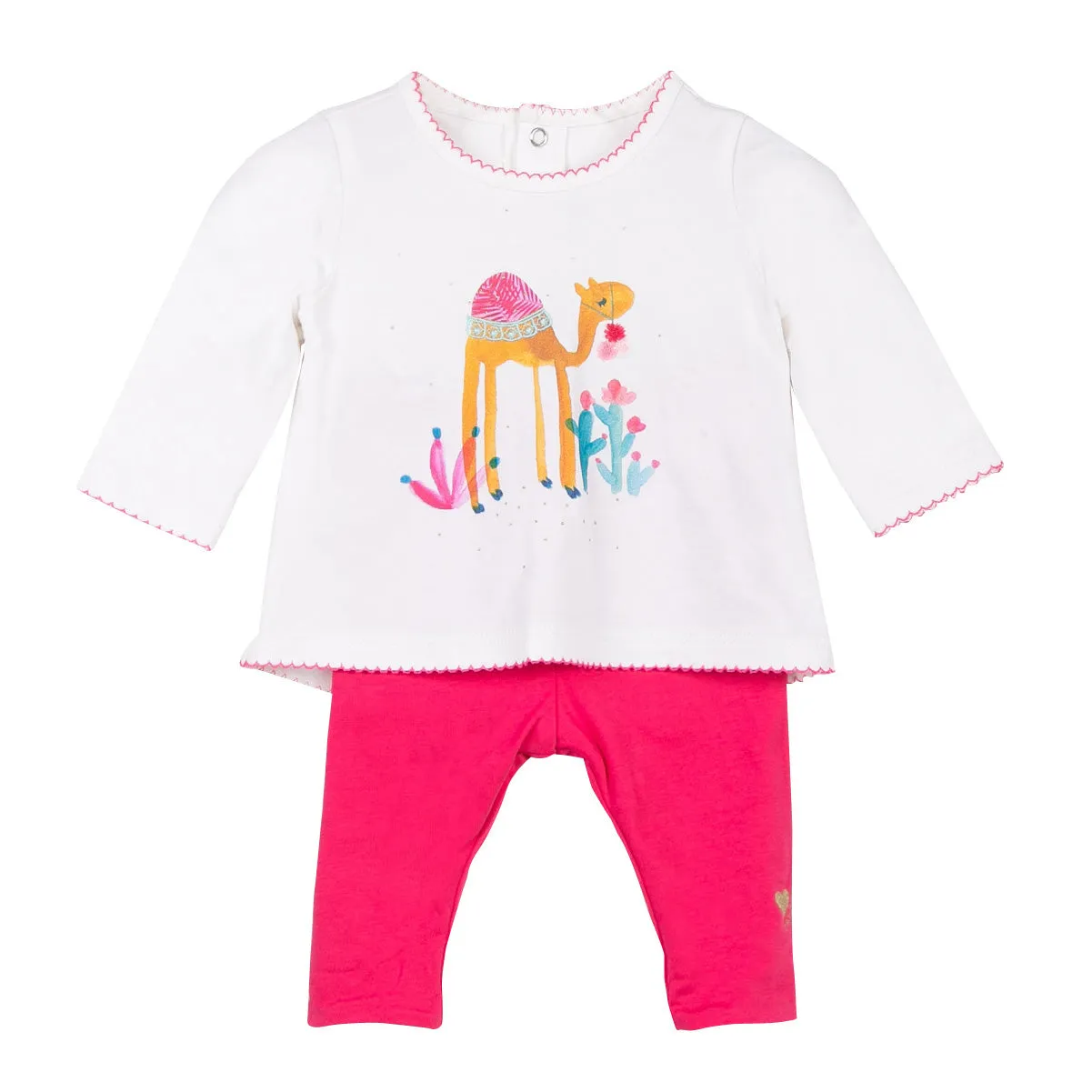 Baby Girls Printed T-shirt   Reversible Leggings Set