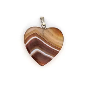 Banded Agate Vintage Heart Charm