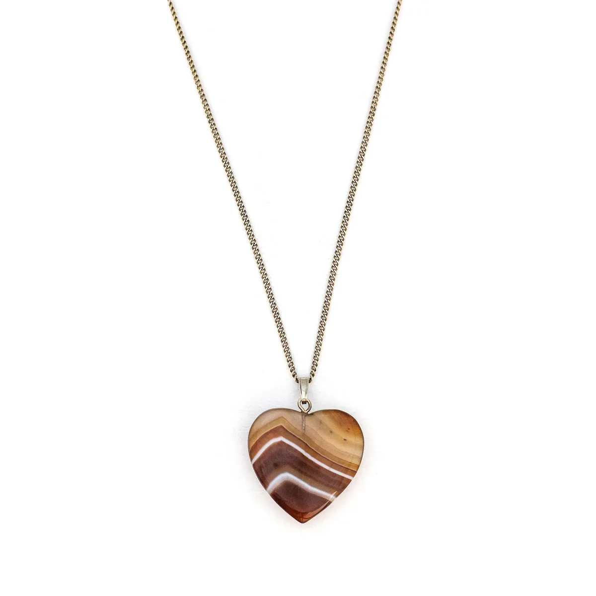 Banded Agate Vintage Heart Charm