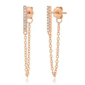 BAR CHAIN EARRING, ROSE GOLD
