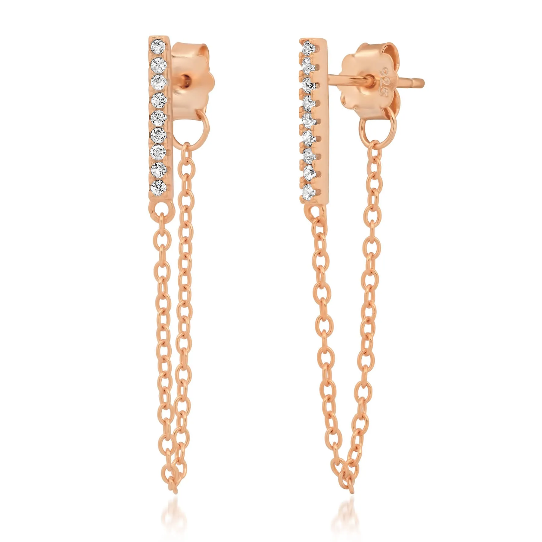 BAR CHAIN EARRING, ROSE GOLD