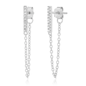 BAR CHAIN EARRING, SILVER